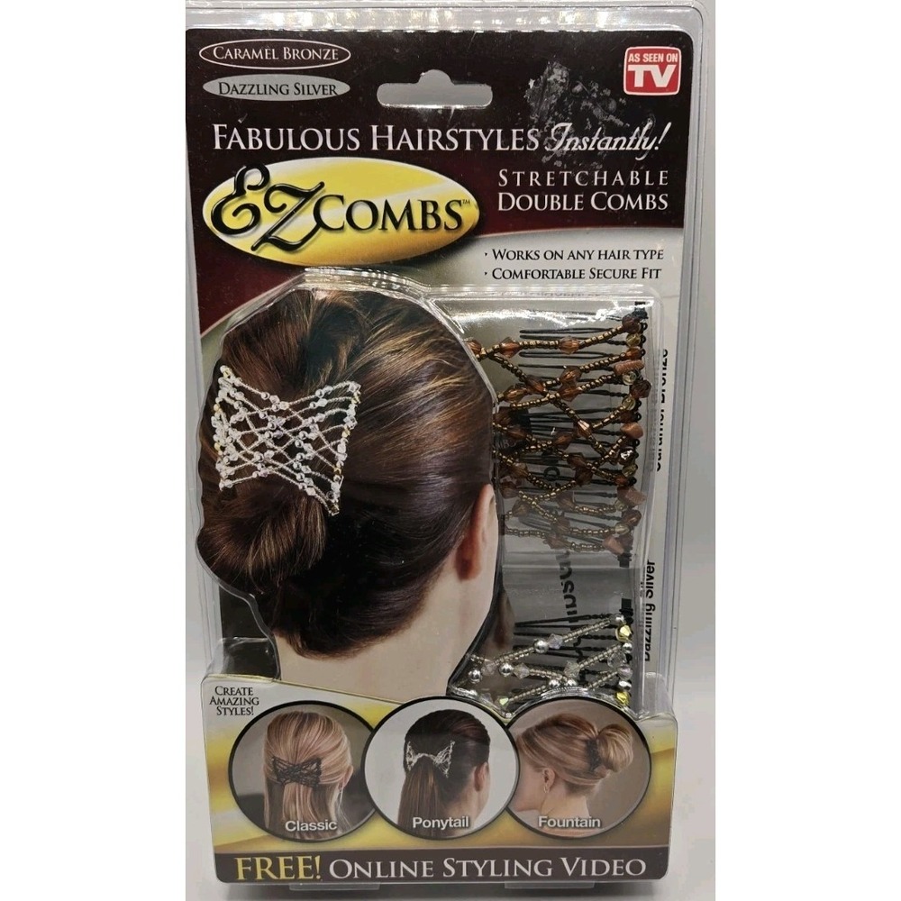 EZ Combs TV Fabulous Hairstyles Instantly! Package of 2 Stretchable Double Combs